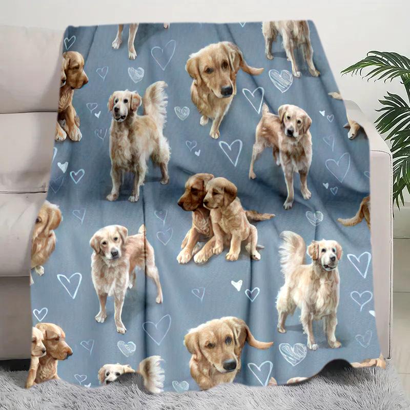 1PC Dog cute printed blanket, all season lightweight home office outdoor nap multifunctional blanket A15