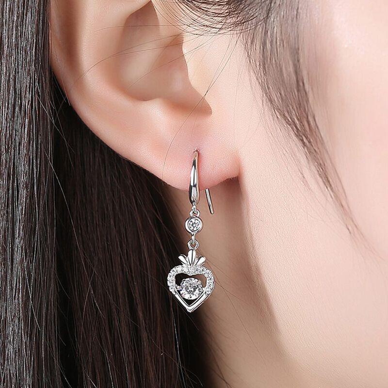 Elegant Heart-Shaped Smart Earrings with Full Diamond Inlay