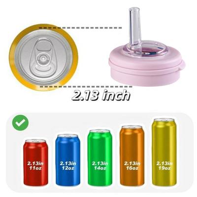 Reusable Soda Can Lid with Straw BPA-Free Silicone Cover for Standard Cans Spill-Proof Pop Can Lids for Coke Beer