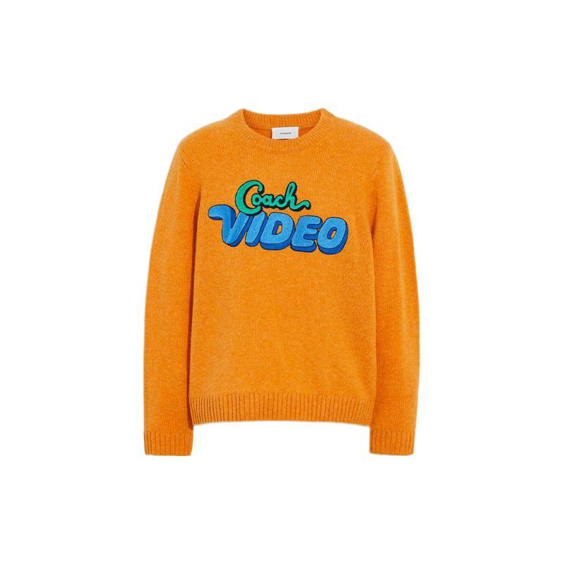 Coach FW22 Letter Print Crewneck Sweater Men sweater Orange CA904-ORG M