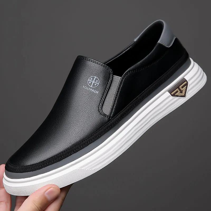 Fashion Versatile Men's Leather Casual Shoes Handmade Slip-On Loafers Comfortable Walking Shoes Outdoor Male Driving Footwear Sneakers