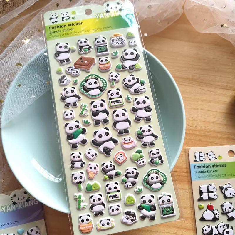 4pcs 3D Bubble Stickers Cut Panda Sakura Creative Girl'S Diy Phone Case Camera Decoration Stickers Children'S Reward Toy