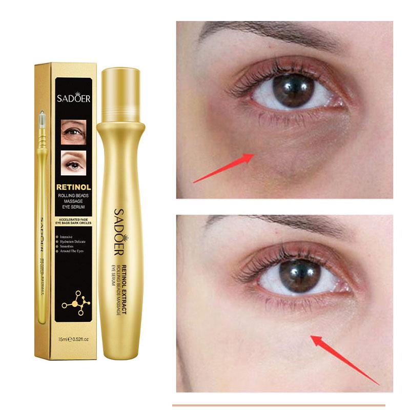 SADOER Retinol Rolling Beads Siero per gli occhi da massaggio Schiarisce le borse e gli occhi neri Cura degli occhi