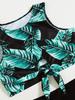 Tankini zweiteilig mit Blätterdruck im europäischen und amerikanischen Stil für Damen