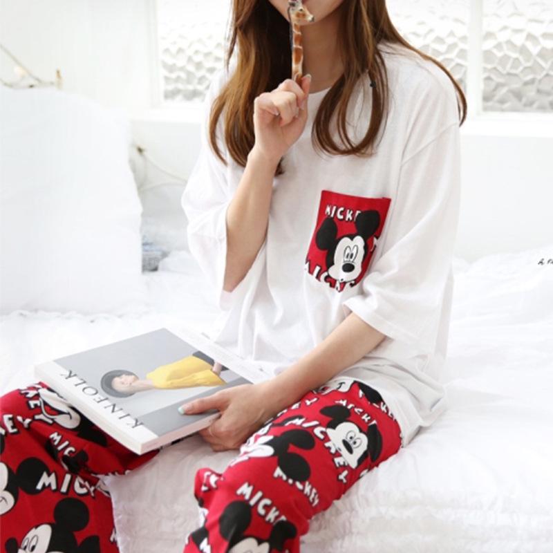 Damen Sommer Kurzarm Pyjama Set: Dünn, Lässig, Lockere Passform, 7/8-Hose - Ideal für Zuhause