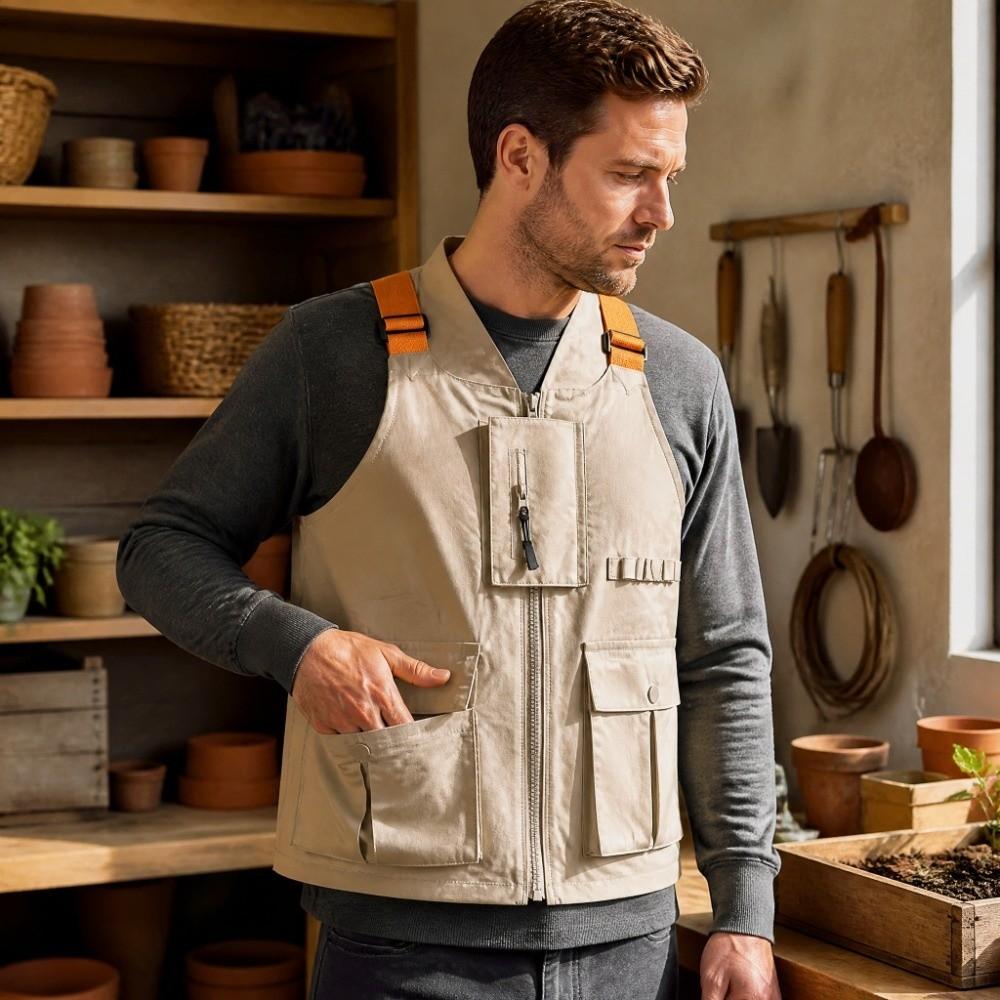 2-in-1 Convertible Vest Shoulder Bag Multi Zippered Pockets Crossbody Vest Bag Photography