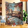 1pc 2D Flat Printing Spring & Summer New Arrival Cheetah On a Branch Themed Digital Print Blanket, Suitable for All Seasons, Casual Throw Blanket, 100