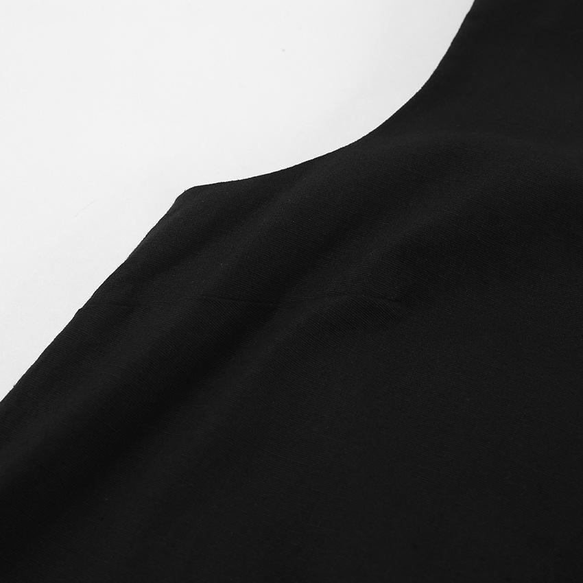 2024 Spring Women's Solid Color Cotton Linen A-line Tank Dress - French Loose Fit, Round Neck.