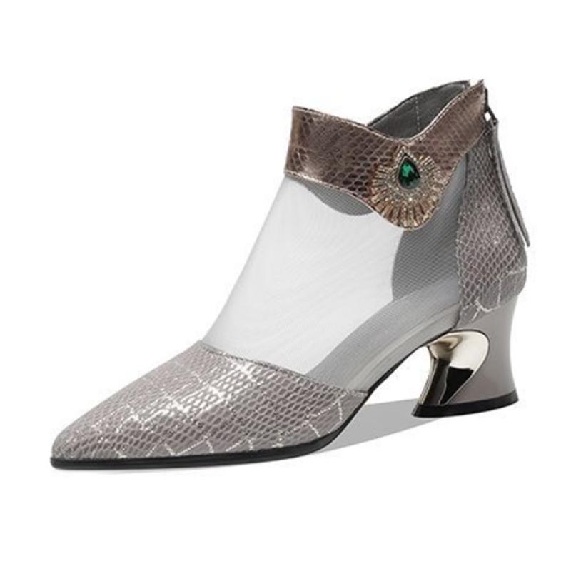 Lady Sweet European Stylish Elegant Mesh Breathable Ankle Boots Women Fashion Black Comfort Spring Shoes Botas Femininas A243