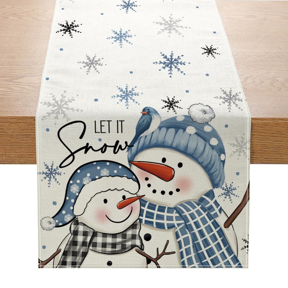 Christmas Printed Table Flag Kitchen Table Festive Decoration Small Tablecloth Linen Table Cloth