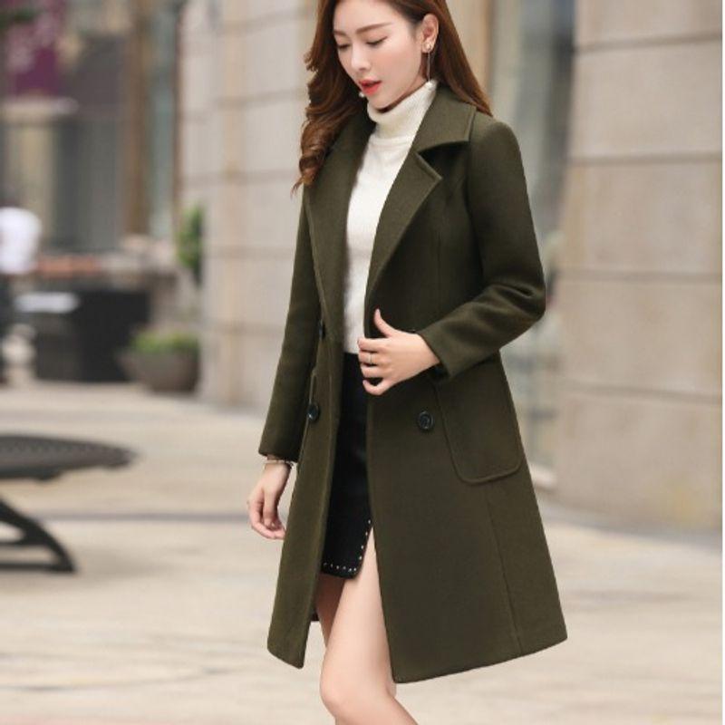 Work Clothing Double Breasted Slim-Fit Woolen Coat Suit Collar