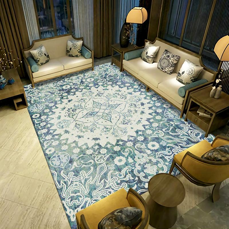 New Chinese Style Living Room Carpet Ethnic Tea Table Sofa Bedroom Bedside Carpet Easy To Maintain Carpet Mat