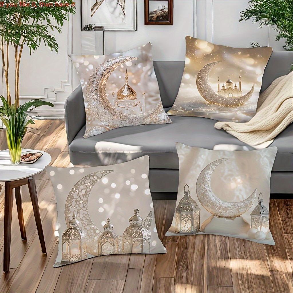 1/4pcs Ramadan Theme Pillowcases with Crescent and Lantern Designs Sofa cushion cover Islamic Muslim home decoration