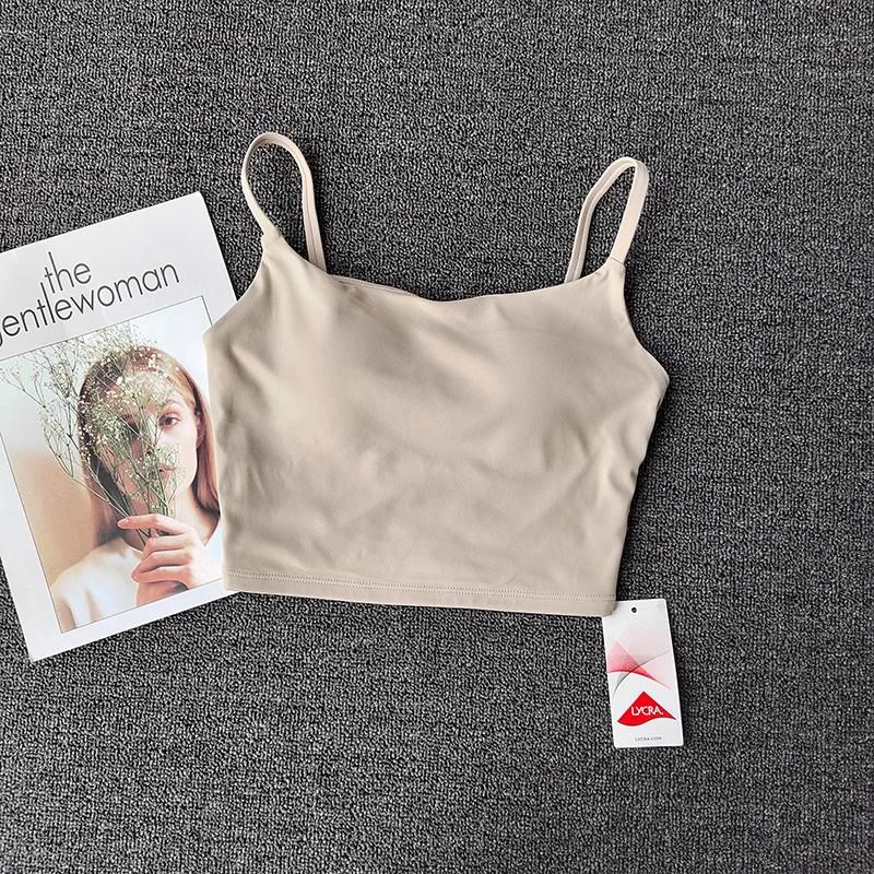Damen Sommer Sport Tank Top mit integriertem Brustpolster, Schönes Rückendesign, Nacktes Gefühl, Stoßfeste Fitnessweste