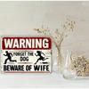 Beware Of Wife Metal Sign 8x12 Funny Vintage Warning Plaque Home Bar Cave Wall Decor