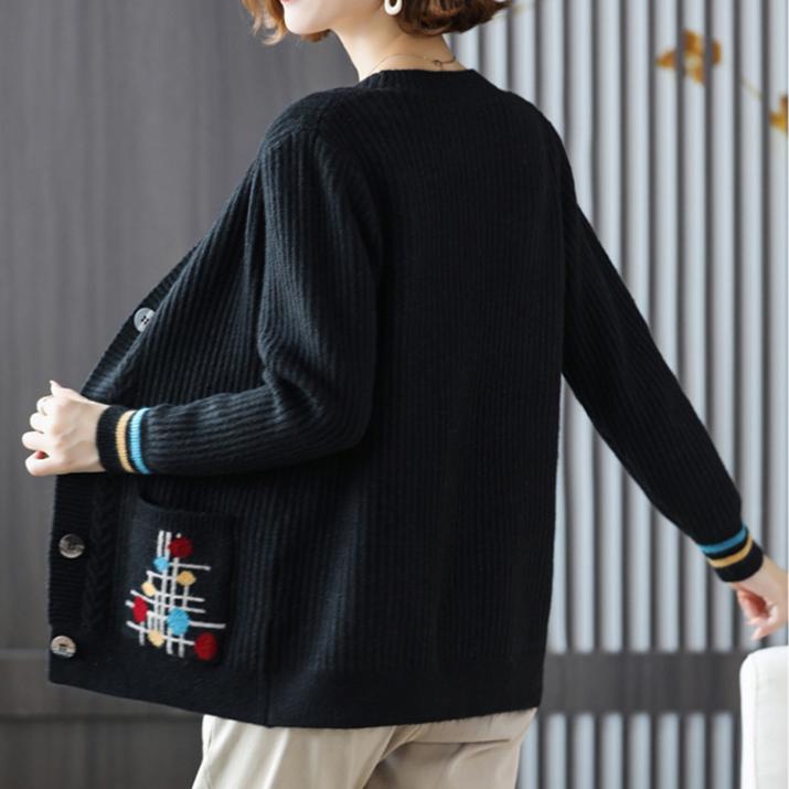 Autumn Winter Women's Knitted Cardigan Sweater Thickened Plus Size Cardigan Jacket V-neck Twist Loose Knitted Short Jacket