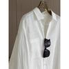 White cotton and linen sunscreen shirt women's summer loose casual top lazy style thin jacket linen slightly transparent shirt