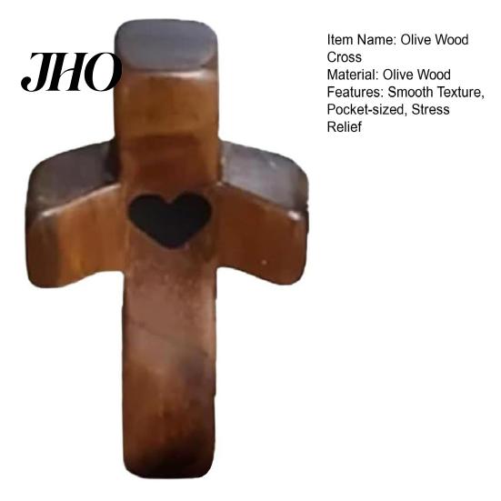 Portable Wooden Cross Olive Wood Pocket Smooth Texture Pocket-sized Stress Relief Spiritual Handcrafted Companion My Heart Encouragement Gift