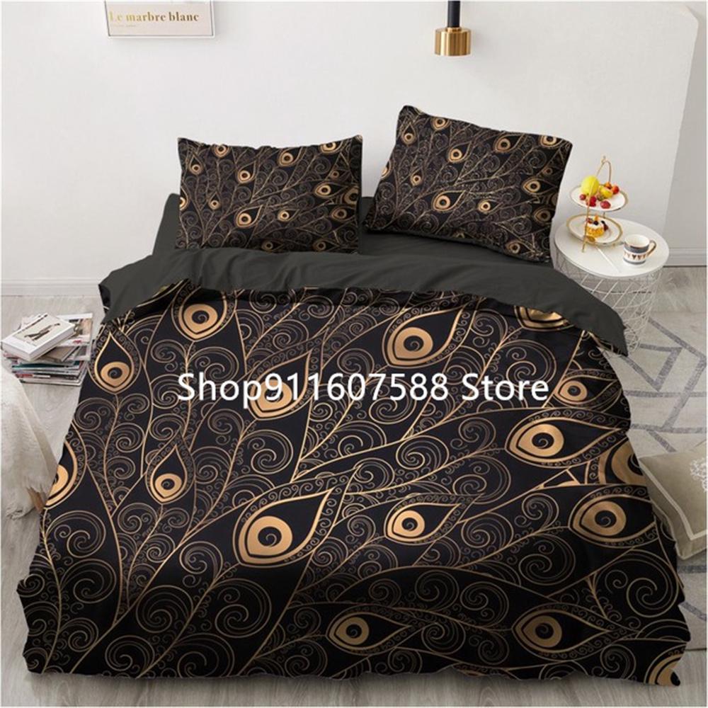 Black Gold Bedding Set Luxury Duvet Cover Sets 3d Moon Dream Catcher Comforter Cover Set Cute Bed Set For Adult