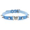 Sweet Cool Rhinestone Heart Rivet Leather Choker, Punk Heart Clavicle Necklace for Women