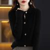 Women's Ribbed Cashmere Cardigan & Knitwear Set - Slimming Lapel Design for Autumn/Winter