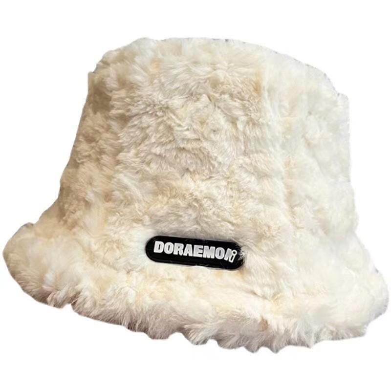 New autumn and winter hats popular bucket hats knitted hats plush thread hats versatile cute face small bucket hats