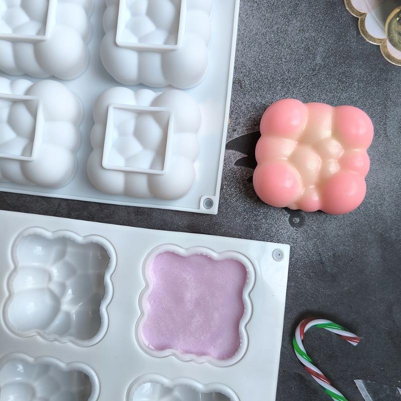 3D Forma na mrakový dort Silikonové formy Čtvercové bublinkové formy na pečení 6 dutin Nové nástroje na pečení pěnových dortů