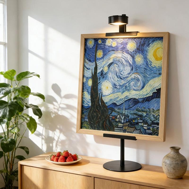 Verstellbarer Desktop Foto Bilderrahmen Halter Display Ständer mit Wandmalerei Licht für Kunstwerk Leinwand Display P9YB