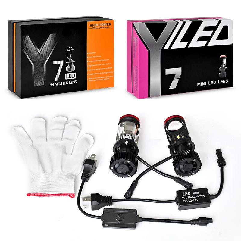 Auto LED Headlight H4 Lens Y7D Y8 Y6D LED Headlight 12-24V Motorcycle Headlight Double Lens