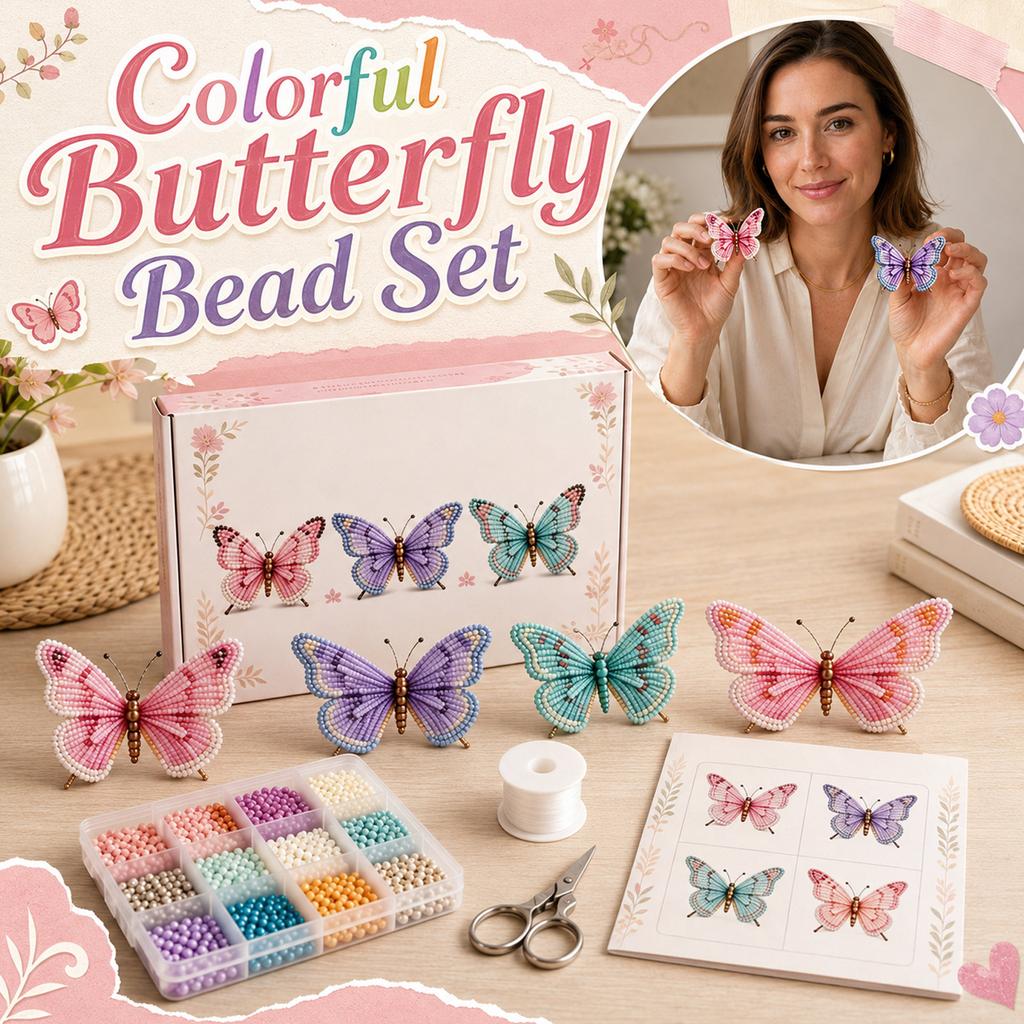 Colorful Butterfly Bead Set for DIY Jewelry Making - Kit for Bracelets and Necklaces