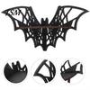 Gothic Style Furniture Halloween Bat Corner Shelf, Decorative Wooden Wall Mount Display Unique Storage Spiderweb Design Floating Rack for Home,