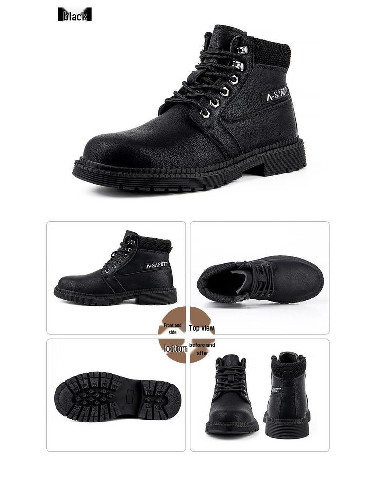 Men's High-Top Anti-Smash, Anti-Puncture, Non-Slip, Water-Repellent Work Boots for Outdoor, Wear-Resistant and Comfortable for Long-Standing.