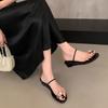 French slope heel pigeon egg cover toe cool slippers women's 2025 summer shoes outer wear temperament with skirt rhinestone sandals