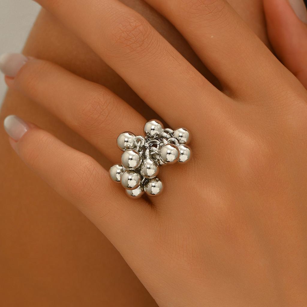 2025 New Fashion Style Women's Jewelry, Geometric Exaggerated Metal Design Ring Versatile Opening Adjustment
