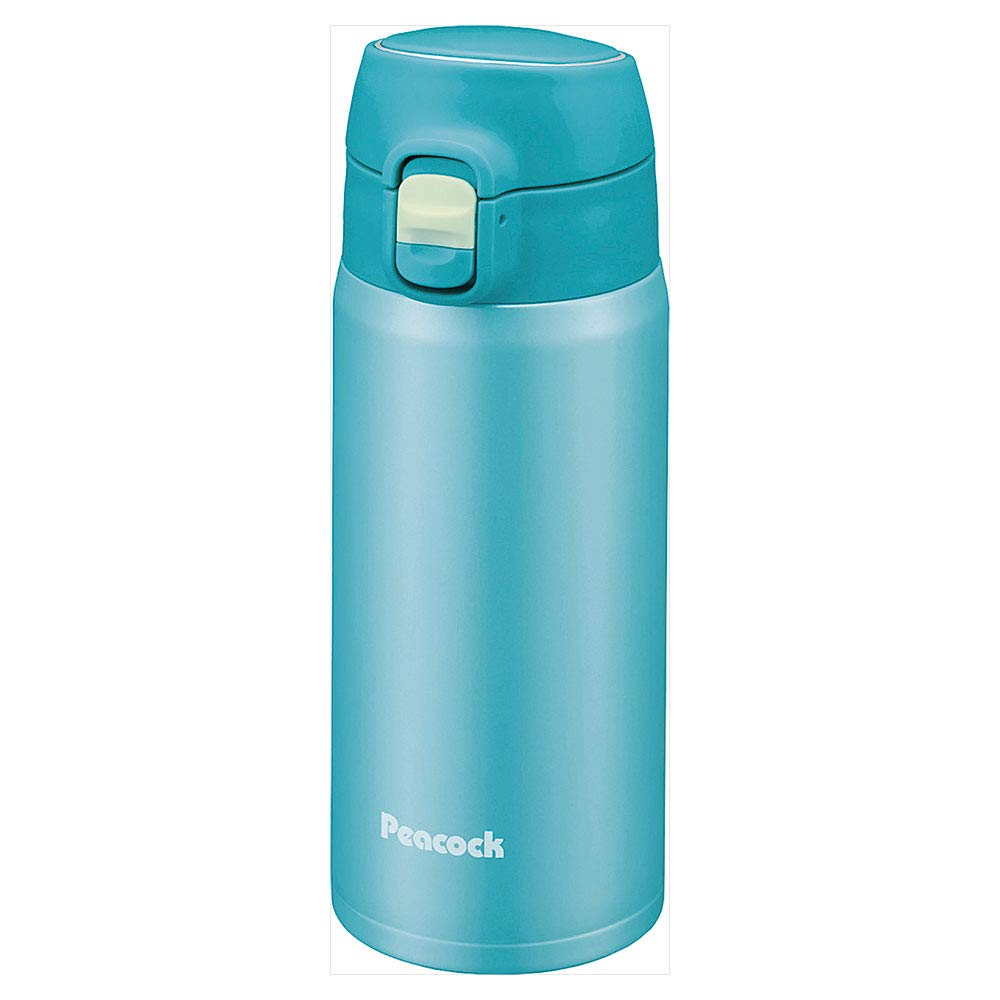 Peacock Stainless Steel Water Bottle, One-Touch Mug, 0.4L, Sky Blue, AMY-40, ASK