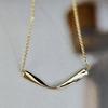 14K Gold-Plated S925 Sterling Silver V-Shape Foldable Clavicle Necklace - Geometric Design, Japanese Light Luxury