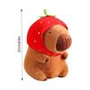 Capybara Plush,8.6 Inch Cute Strawberry Hat Capybara,soft Capybara Doll Gift, Soft Brown Capybara Plush Pillow,stuffed Capybara Gift,home Decoration