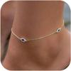 14K Real Gold/Silver Plated Ankle Bracelets Trendy Waterproof Boho Dainty Cute Diamond Summer Beach Jewelry Gift for Teen Girls