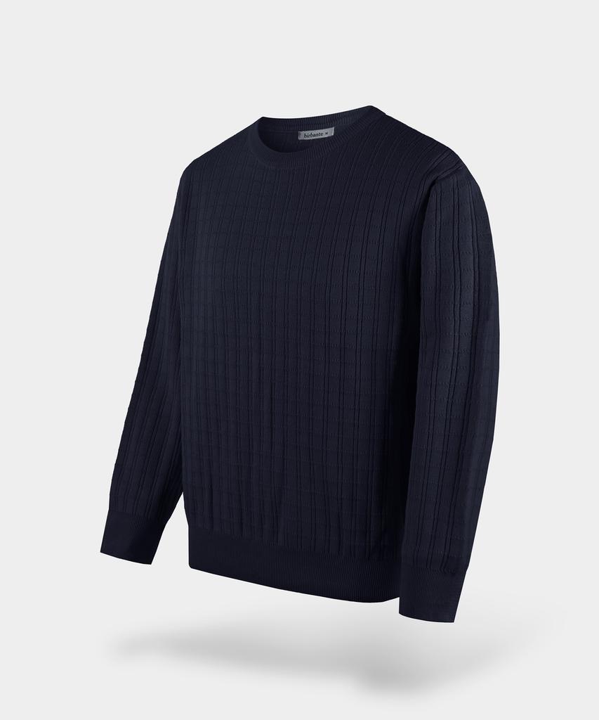 BIRBANTE Washable Cotton Square Round Knit - Dark Navy