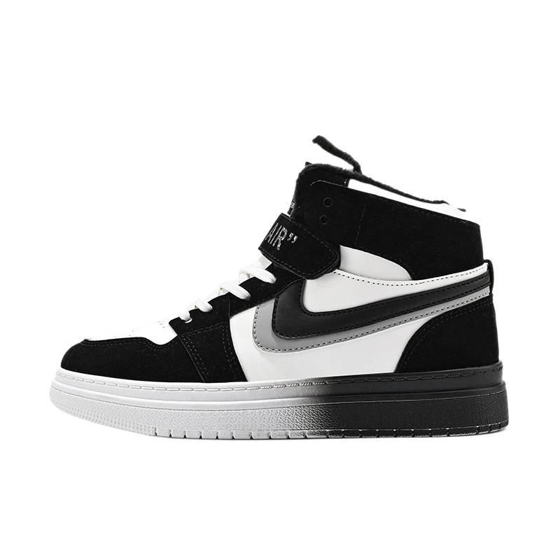 Boys' 2025 Winter Plus Velvet Warm AJ High-Top Casual Sports Basketball Shoes