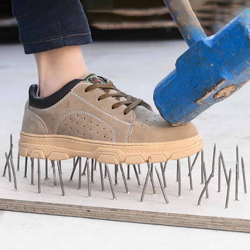 Oulylan Steel Toe Labor Footwear For Four Season Men Anti Slip Breathable Safety Shoes Outdoor Anti Puncture Protection Boots