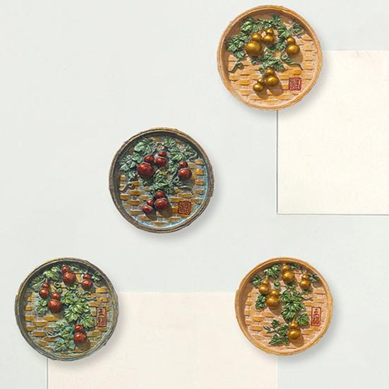 Five Gourds Refrigerator Magnet Bring Good Luck Wealth 3D Gourd Vine Round Refrigerator Magnet Home Office Kitchen Decoration