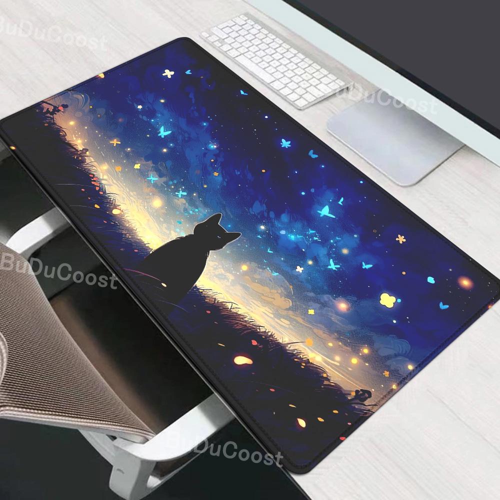 

Cute starry sky cat mouse pad Large cartoon Cat Gaming mousepad Computer Gamer Accessories Keyboard Rug Kawaii Anime Desk Mat 300x600x2mm