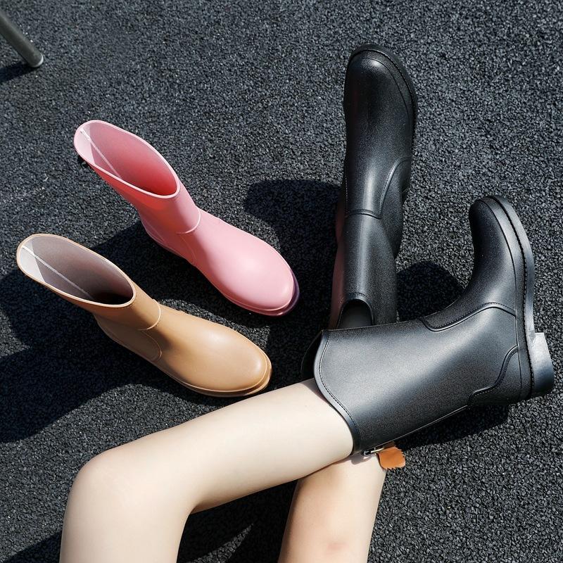 Fashion high tube rain shoes women wear trend rain boots medium tube water shoes kitchen work long tube water boots fashion rubber shoes