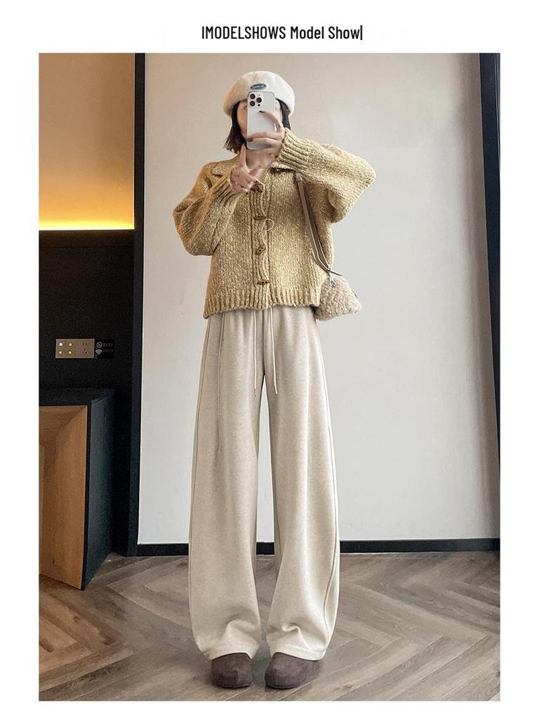 Fluffy Thickened Banana Wide-Leg Sweatpants, Unisex Autumn/Winter 2025, Versatile High-Waisted Style, Popular Hot Seller