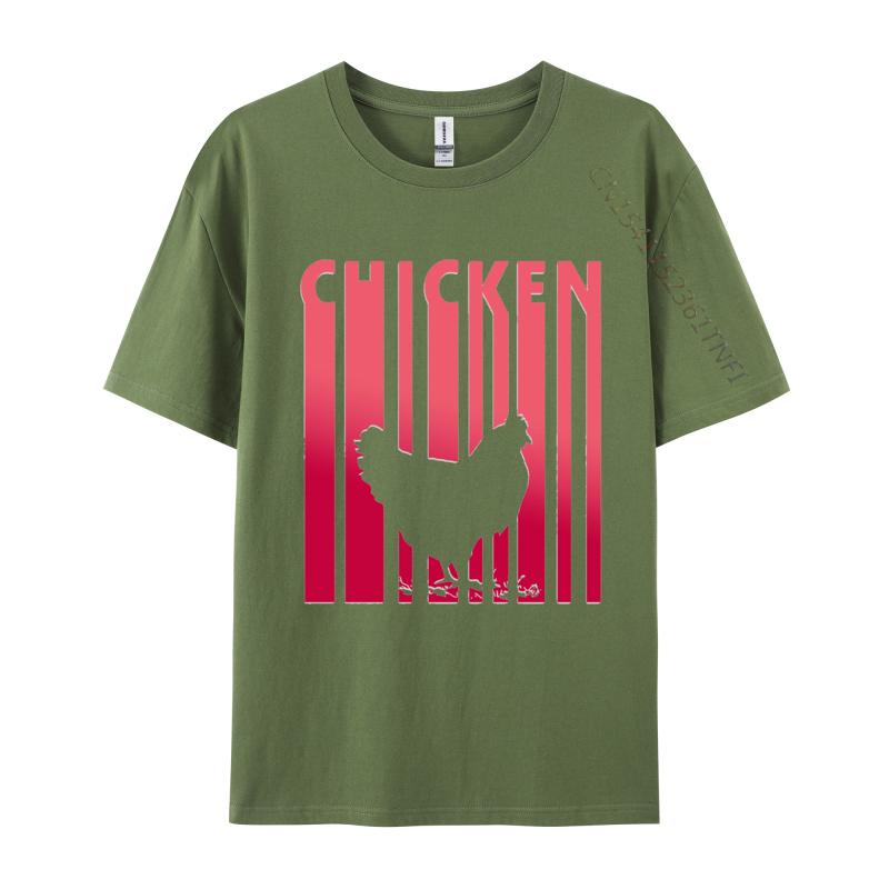 Vintage Sunset Chicken Tee Shirts Adult Premium Cotton Oversized Tops Retro Tshirts Designer Clothes Unisex
