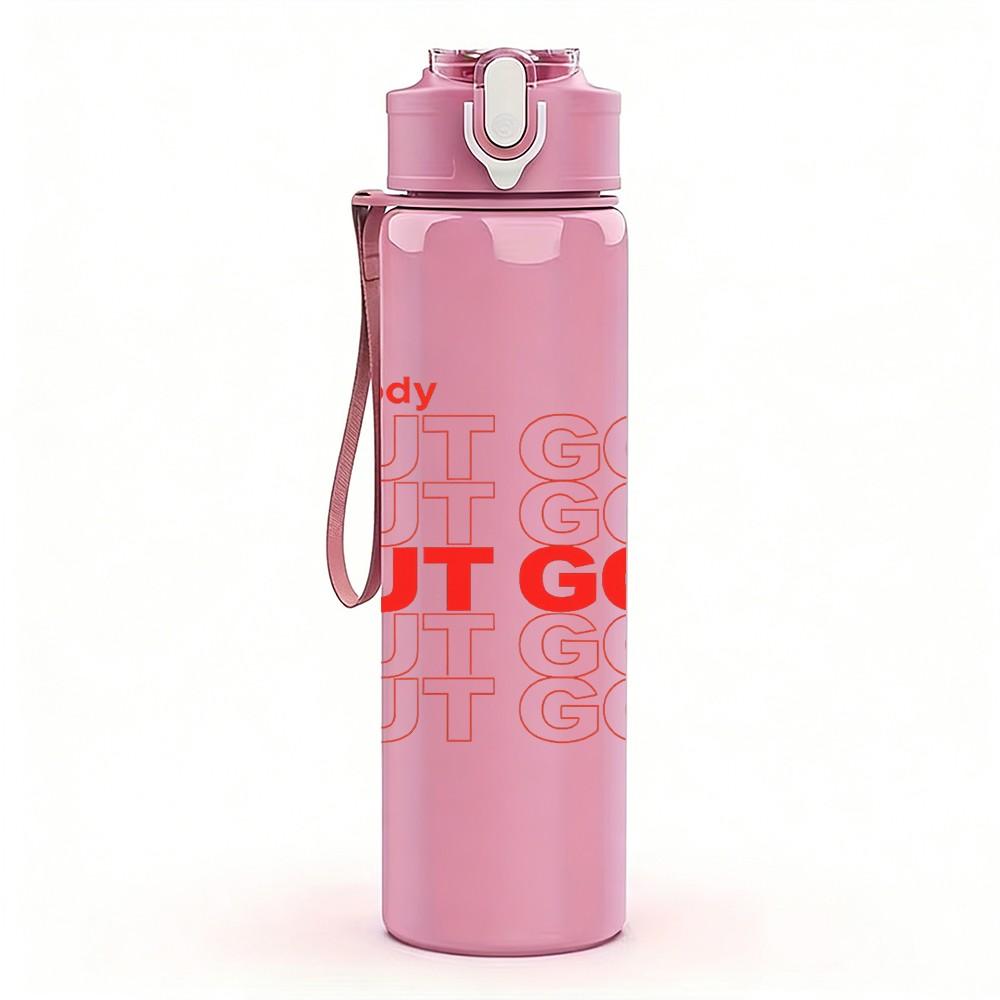 1PC Man Plan But God Quote Text Print 750ml Color Plastic Sports Water Bottle Leakproof Flip Straw Lid Suitable for Sports Office Home Use