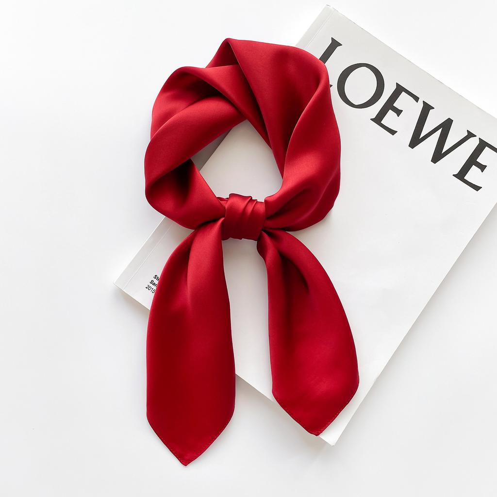 Seidentuch einfarbig Halstuch für Damen kleine Schals Stolen Bandana Kopftücher 70x70CM quadratisches Stirnband Hijab Schals