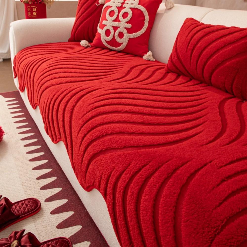 Solid Sofa Cushion Winter Plush Non-Slip Sofa Throw Cover Soft Fuzzy Furniture Protector Couch Pad Irregular Fleece Thick Mats