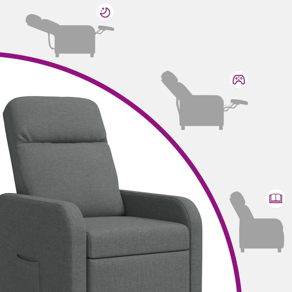 Massage Recliner Dark Gray Fabric